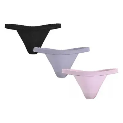 Dámská tanga 3Pack UW0UW05017 0V9 černé/fialové/sv. růžové - Tommy Hilfiger