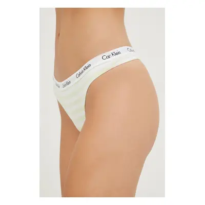 Dámská tanga D1617E 5XE bílá/žlutá - Calvin Klein žlutá-bílá