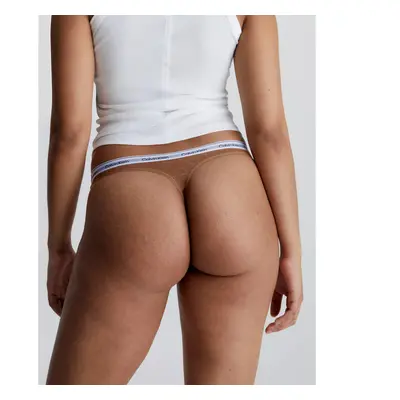 Dámská tanga HIGH LEG THONG 000QD5051E FUA hnědé - Calvin Klein