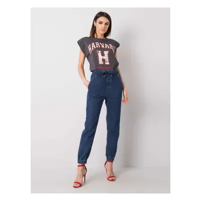 Dámské džíny s vysokým pasem 2882 - RUE PARIS jeans-modrá