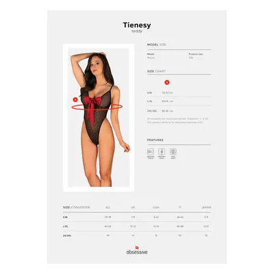 Elegantní body Tienesy teddy - Obsessive černá