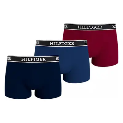 Pánské boxerky 3Pack UM0UM03185 0SX tm.modré/modré/vínové - Tommy Hilfiger