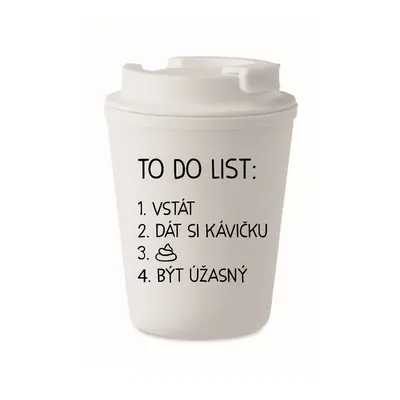 TO DO LIST: BÝT ÚŽASNÝ - bílý termohrnek