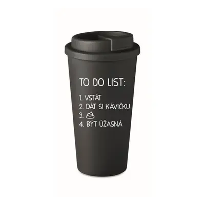 TO DO LIST: BÝT ÚŽASNÁ - černý termohrnek