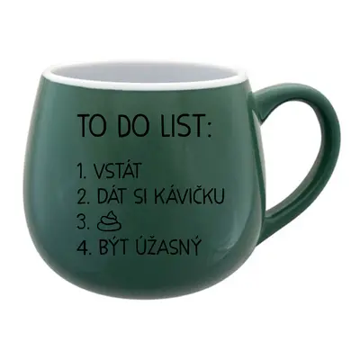 TO DO LIST: BÝT ÚŽASNÝ - zelený keramický hrníček