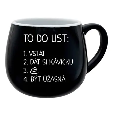 TO DO LIST: BÝT ÚŽASNÁ - černý keramický hrníček