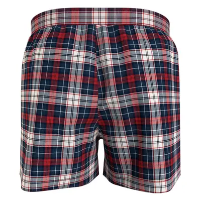 Pánské trenýrky 3P WOVEN BOXER PRINT UM0UM02847 0W1 červené-tm.modré-káro - Tommy Hilfiger