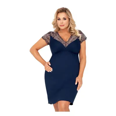 Luxusní noční košilka Greta II tmavě modrá plus size