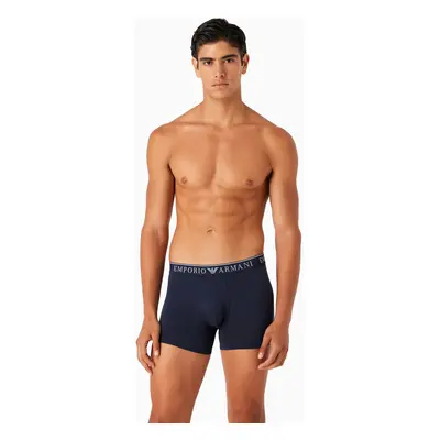 Pánské boxerky 2PACK 111769 3F720 07448 šedo-tm. modré - Emporio Armani