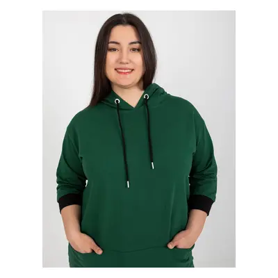 Tmavě zelená mikina plus size s kapucí JEDNA VELIKOST