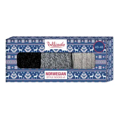 Dárková krabička zimních ponožek 3 páry NORWEGIAN STYLE SOCKS BOX - BELLINDA - světle modrá