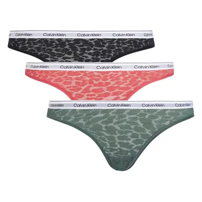 Dámské kalhotky BIKINI 3PK 000QD5069E GP6 černé/zelené/růžové - Calvin Klein