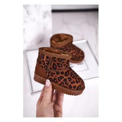 Dětské Sněhule Semišové Teplé Leopard Gooby 30