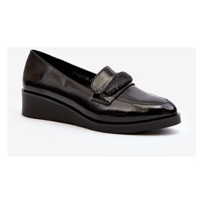 Dámské lakované boty Loafers Black Polike