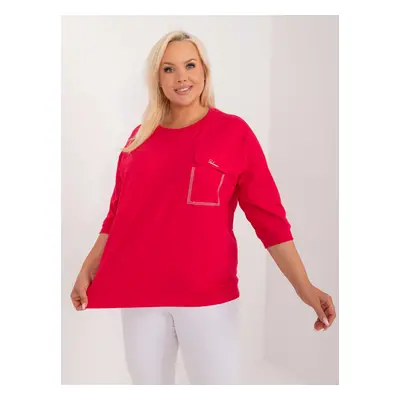 Červená halenka plus size oversize střihu