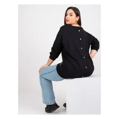 : Černá halenka s plus size potiskem Odile JEDNA VELIKOST