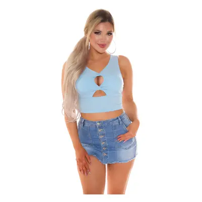 Trendy Crop-Top se sexy výřezy babyblue Einheitsgroesse