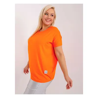 Oranžová halenka plus size s krátkým rukávem JEDNA VELIKOST