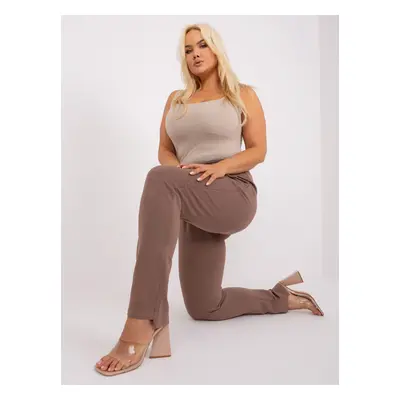 Hnědé dámské bavlněné tepláky plus size velikosti 2XL