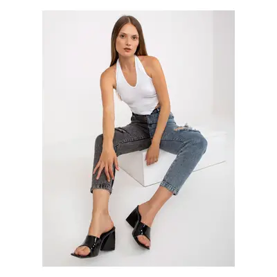 Bílý žebrovaný basic crop top RUE PARIS S