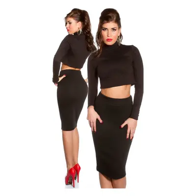 Sexy KouCla dlouhý rukáv crop top břicho zdarma black