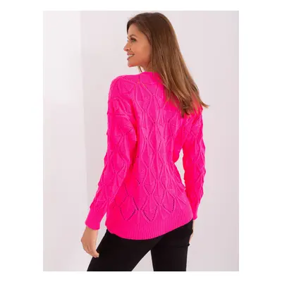 Fluo růžový pletený cardigan JEDNA VELIKOST