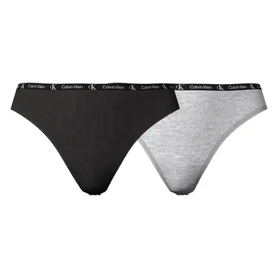 Dámská tanga 2 Pack CK96 000QD3990E BGH černá/šedá - Calvin Klein