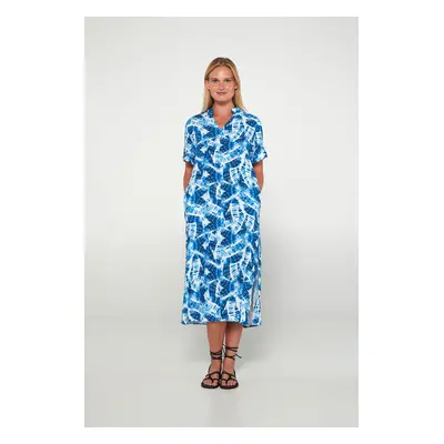 Vamp - Dlouhý kaftan potiskem 20446 - Vamp blue wave