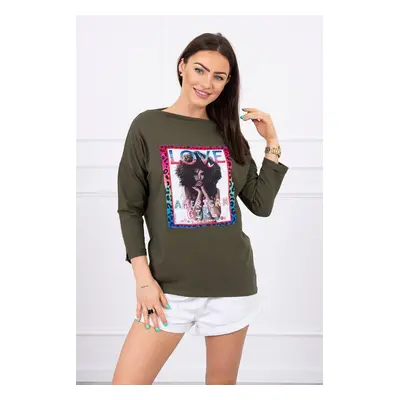 Halenka s grafikou khaki American Girl S / M