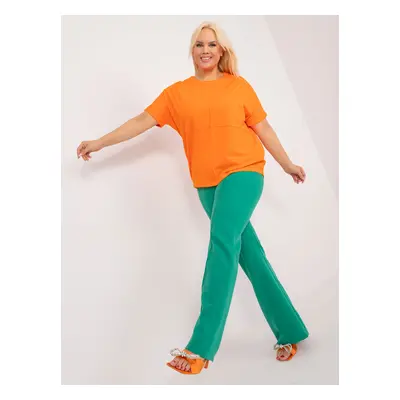 Fluo oranžová halenka plus size s kulatým výstřihem JEDNA VELIKOST