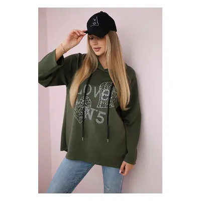 Oversized viskózová mikina Love khaki UNI