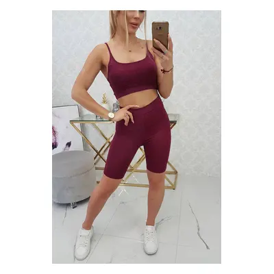 Sportovní set top + legíny fuchsiová UNI