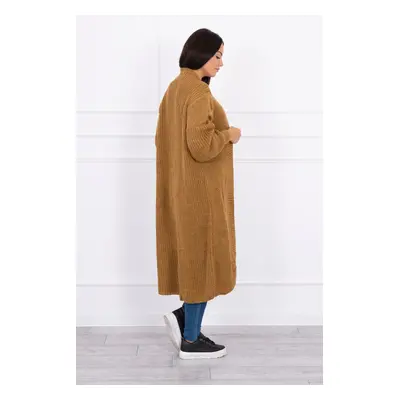 Svetr dlouhý cardigan camel UNI