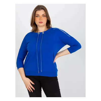 Dámská halenka plus size s 3/4 rukávy - modrá JEDNA VELIKOST