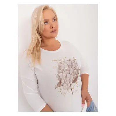 Dámská halenka Ecru plus size s 3/4 rukávem