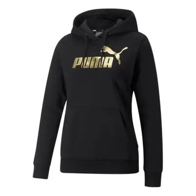 Mikina ESS+ Metallic Logo Hoodie FL W 849958 - Puma černá se zlatou