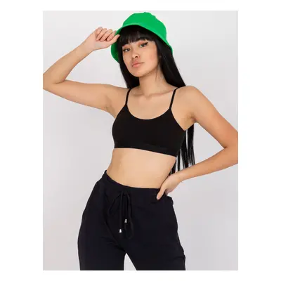 Černý sportovní crop top s vycpanými košíčky.