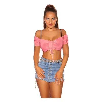 Sexy KouCla Crop Top bez ramene salmon Einheitsgroesse