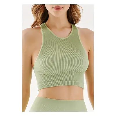 Dámský top SEAMLESS TOP HALTER RIB pistácie