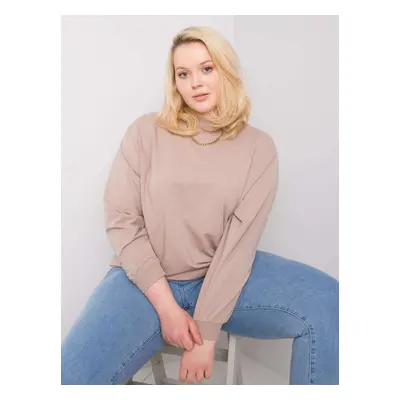 Tmavě béžová mikina plus velikosti basic 2XL