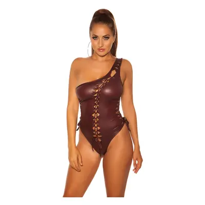 Sexy KouCla Coldshoulder Wetlook Body barva BORDEAUX