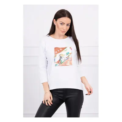 Halenka s grafikou 3D Bird white UNI