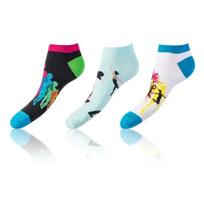 Zábavné nízké crazy ponožky unisex v setu 3 páry CRAZY IN-SHOE SOCKS 3x - BELLINDA - modrá