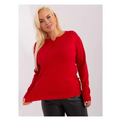 Červený dámský svetr plus size velikosti s knoflíky L