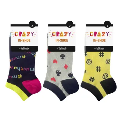 Zábavné nízké crazy ponožky unisex v setu 3 páry CRAZY IN-SHOE SOCKS 3x - BELLINDA - žlutá