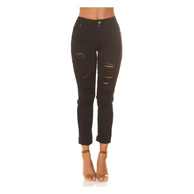 Sexy použitý vzhled Boyfriend Jeans barva black