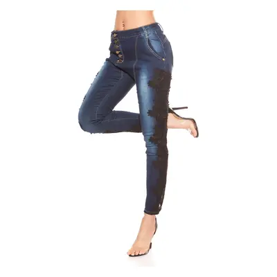 Sexy Koucla Skinnies s krajkou denimblue 34