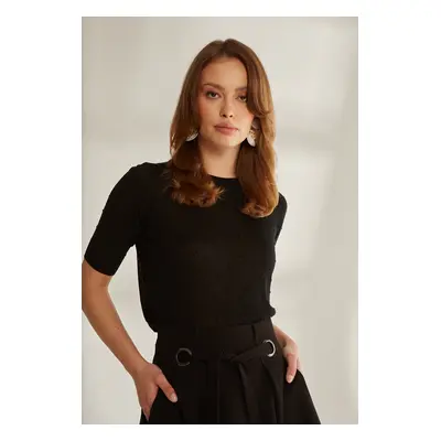 Monnari Svetry a kardigany Shimmering Short Sleeve Sweater Black