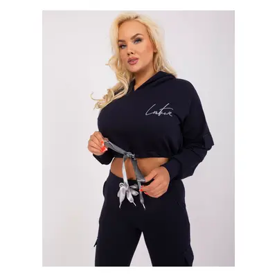 Námořnická modř plus size set s krátkou mikinou