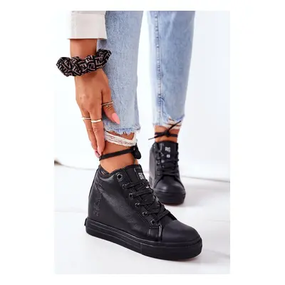 Leather Wedge Sneakers Big Star EE274127 Black 39